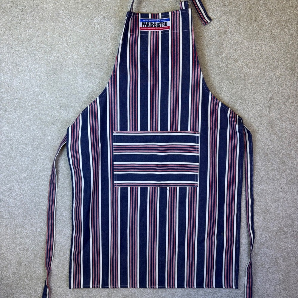 Now Designs Paris Bistro Apron Unisex OS Red White Blue Striped USA Made Retro
